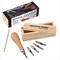 Creative Mark Linoleum Carving Tools Set with Ergonomic Beechwood Handle, 5 Tempered Steel Blades, Block Printing Linocut Tools for Soft Linoleum or Pine, Wooden Storage Box Included